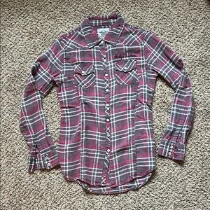 Harley-Davidson Pink and Gray Plaid Button Down Shirt